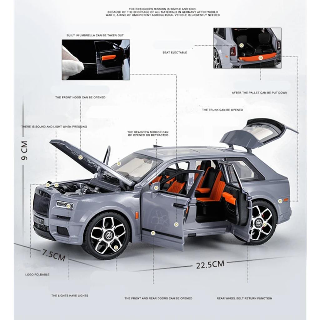 Large Size 1/20 Rolls Royce SUV Cullinan Alloy Luxy Car Model Diecast Metal Toy Vehicles Car Model Sound and Light Children Gift