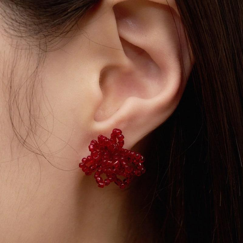 Geegee Beads Blsom Earring - Red