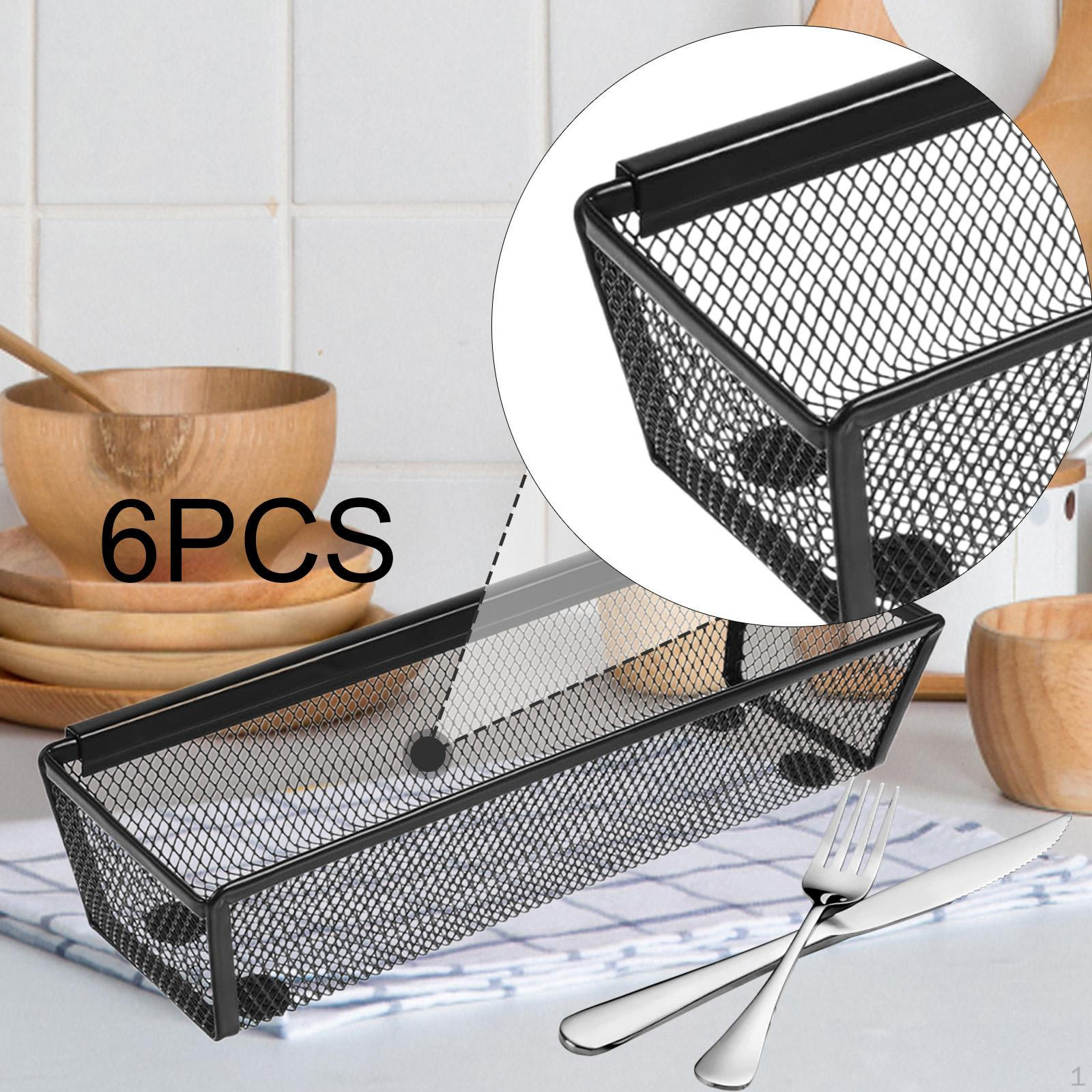 

6 шт. Органайзер для ящика, сетчатый лоток для кухонной утвари, органайзер для столового серебра, экономящий место, лоток для столовых приборов для