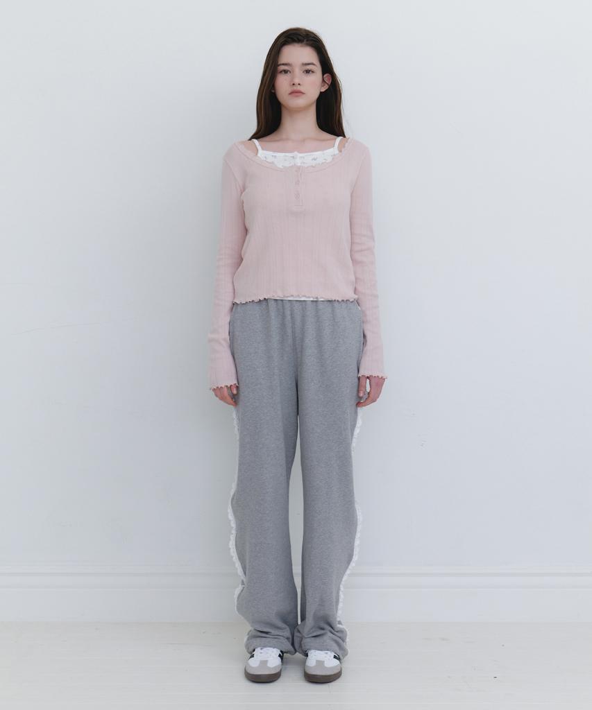 LETTERA Lace Jogger Pants_Grey