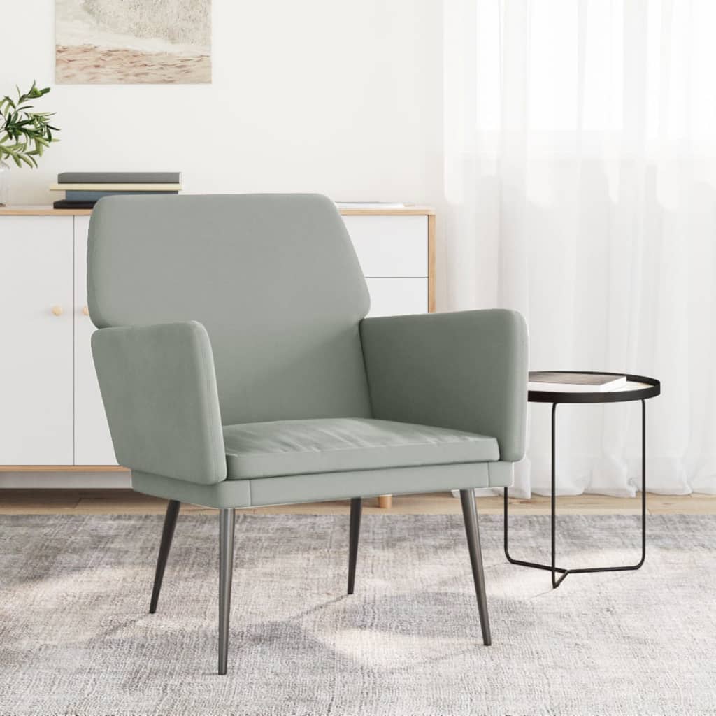 Vidaxl Fotel, Jasnoszary, 62X79X79 Cm, Obity Aksamitem