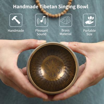 Ciotola tibetana fatta a mano Buddha Tibet colpito ciotola rituale musicoterapia campana sonora in rame