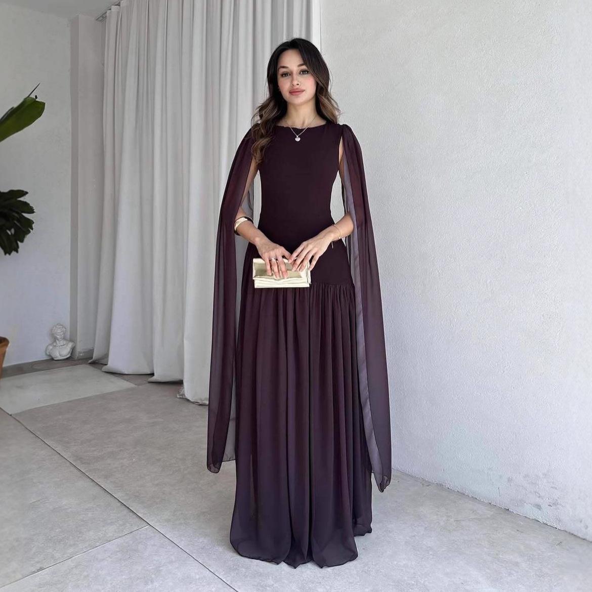 

European & American Women s 2026 Summer Satin High-Waisted Evening Dress: Halter Neck, Puff Sleeves, Slim Fit. L кавовий