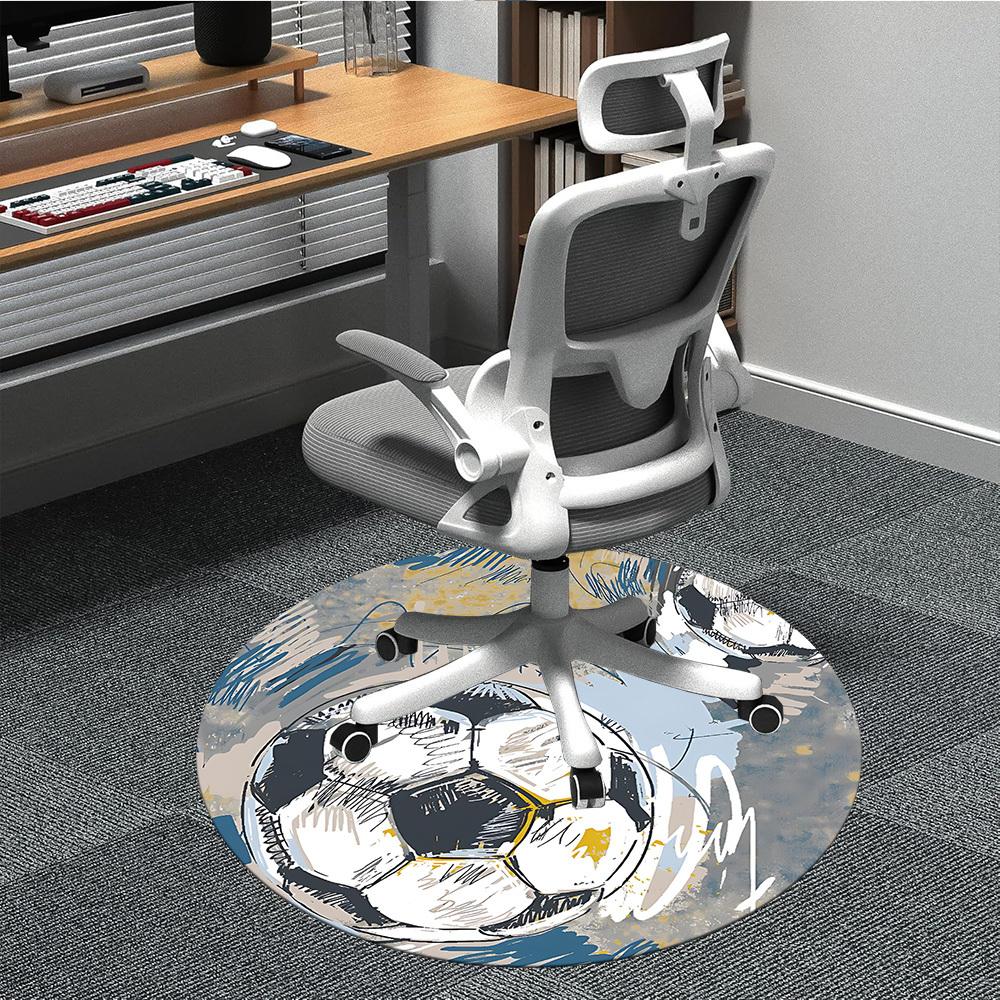 1pc Soccer Ball Office Round Area Rug,  Mat Suitable ForOffice, Under Office Chairs Bedroom Living Room Home Decor, Room Deco