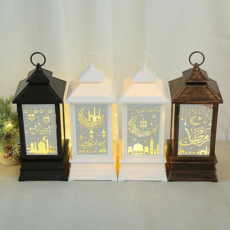 Ramadan LED Lantern Lamp Eid Mubarak Moom Star Wind Lights Ornaments Decoration for Home Islamic Muslim Party Gifts