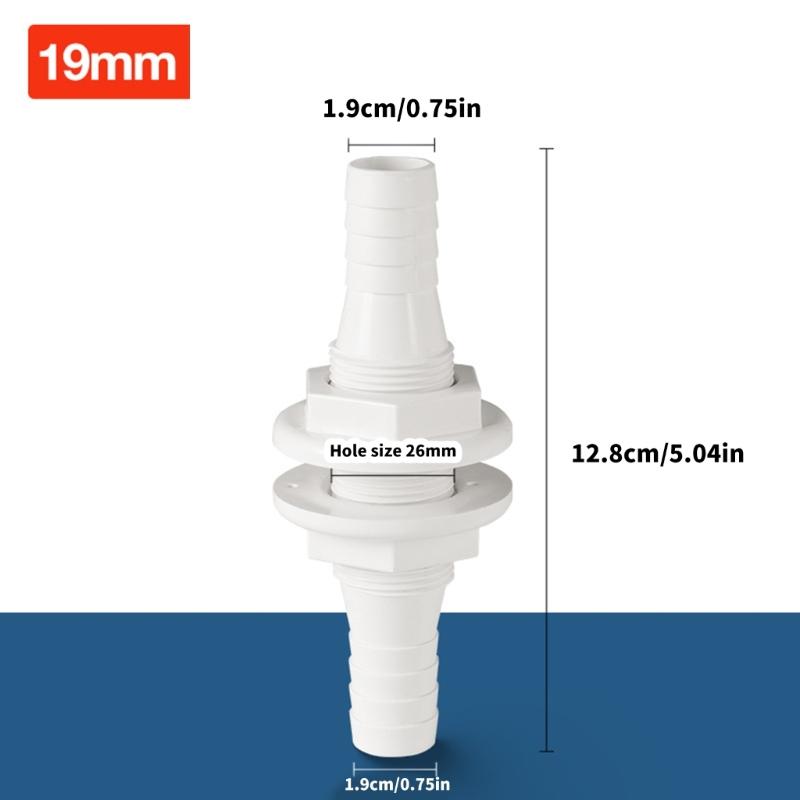 Double Ended Thru Hull Connector 3/4" Hole Plastic Fitting Drainage Solution for Efficient Drainage In Marine Vessels