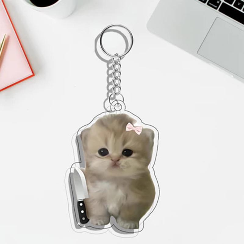 1PC Acrylic Design Keychain Marker Creativity Pendant Fun Party Gift DIY Decoration Cat Keychain Clear