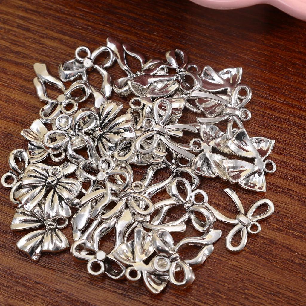 20Pcs 3 Style Metal Alloy Cute Hollow Bow Charms Holiday Gifts Pendants for Jewelry Making DIY Handmade Craft