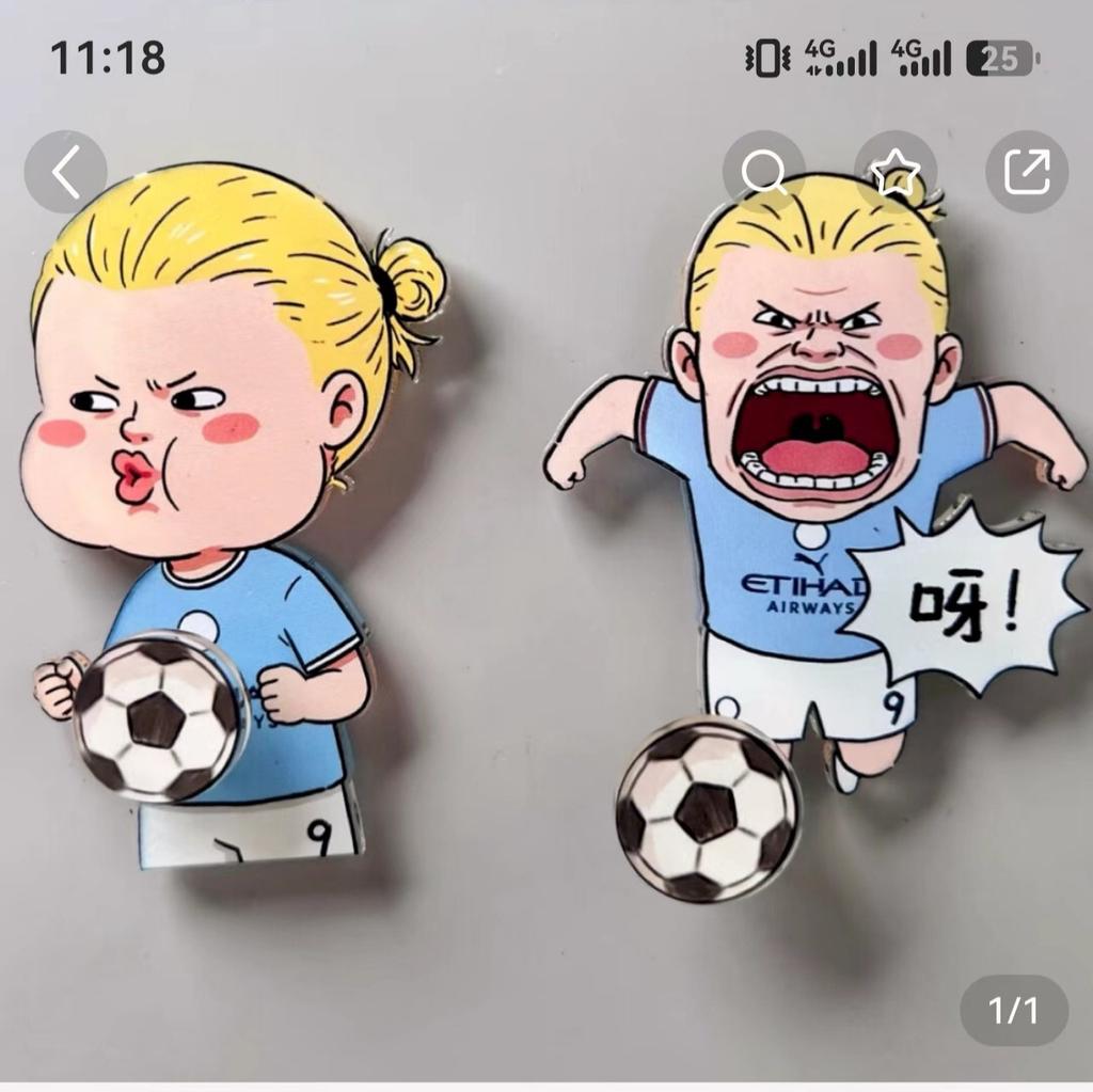 Haaland Funny Rotating Fridge Magnet Football Iconic Scene Magnetic Fan Souvenir 6pcs