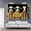 2D Funny Farm Cow Welcome Backdrop Cute Home Decoration Banner