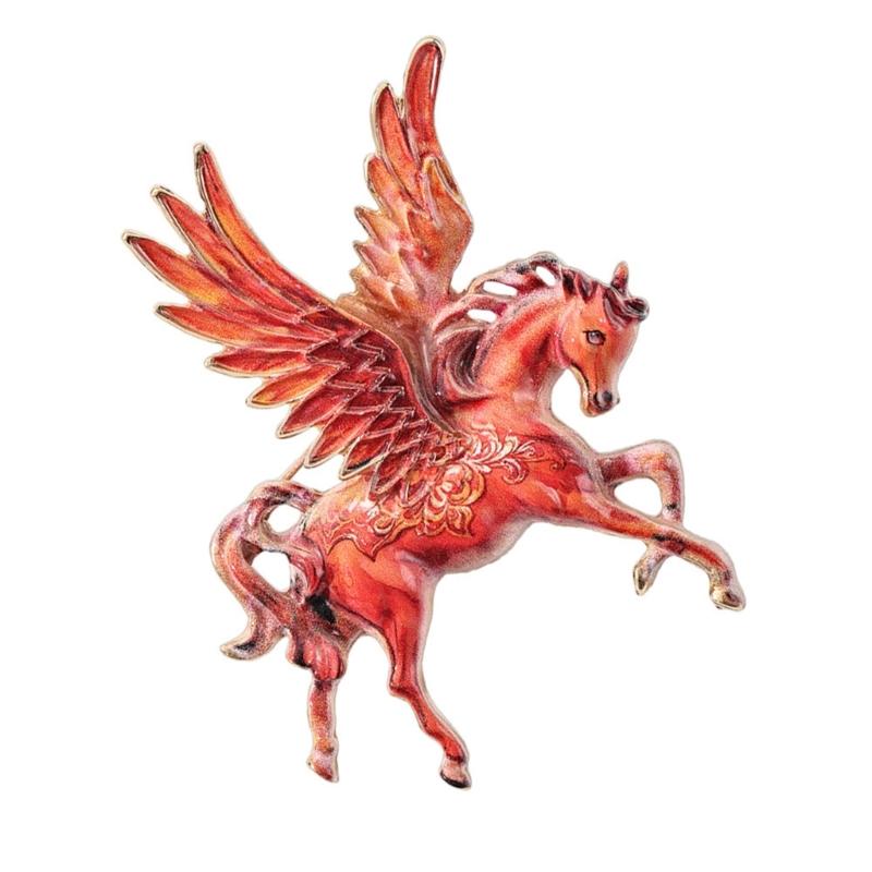 

Pegasus Horse Design Alloy Brooch Smooth Polished Mythical Animal Safety Lapel Pin Everyday Jewelry Piece червоний