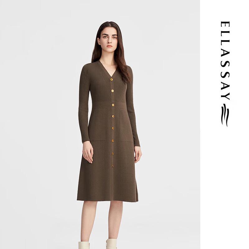 

ELLASSAY Women s V-Neck Lambswool Knit Midi Dress L