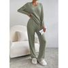Autumn and Winter New Women's Two-piece Set, Fashionable and Casual Straight-leg Pants, Elegant and Loose V-neck Striped Knitted Suit