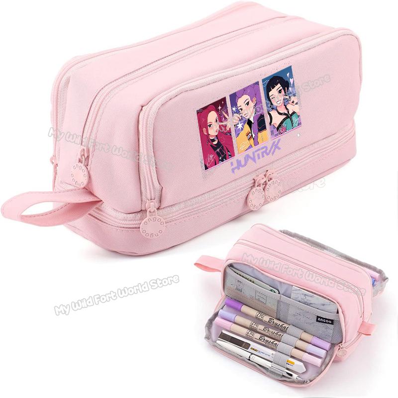 High Quality Kpop Demon Hunters High-capacity Pencilcase Rumi Mira Zoey Girl Stationery Pouch Cartoon Student Pencil Bag School Supplies
