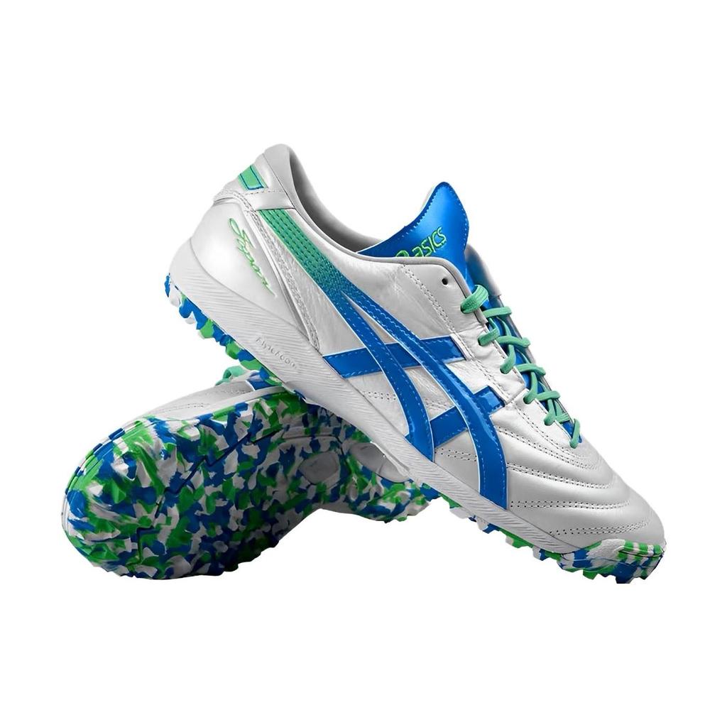 Asics C3 FF Round Toe Lace-Up TF (Rubber Studs) Hard Ground Artificial Grass Soccer Shoes Men Soccer Shoes White Blue 1113A032-108