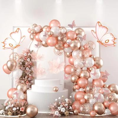 Set Lanț de Baloane Perlat Rose Gold Tematică Fluture Nuntă Petrecere de Ziua de Naștere Rochie Aranjament Cameră de Nuntă Balon de Anul Nou