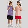 LVLV Kids' Ice Cool Combed Cotton Crew Neck T-Shirt, Short Sleeve, Parent-Child Design with Printed Logo for Boys and Girls.