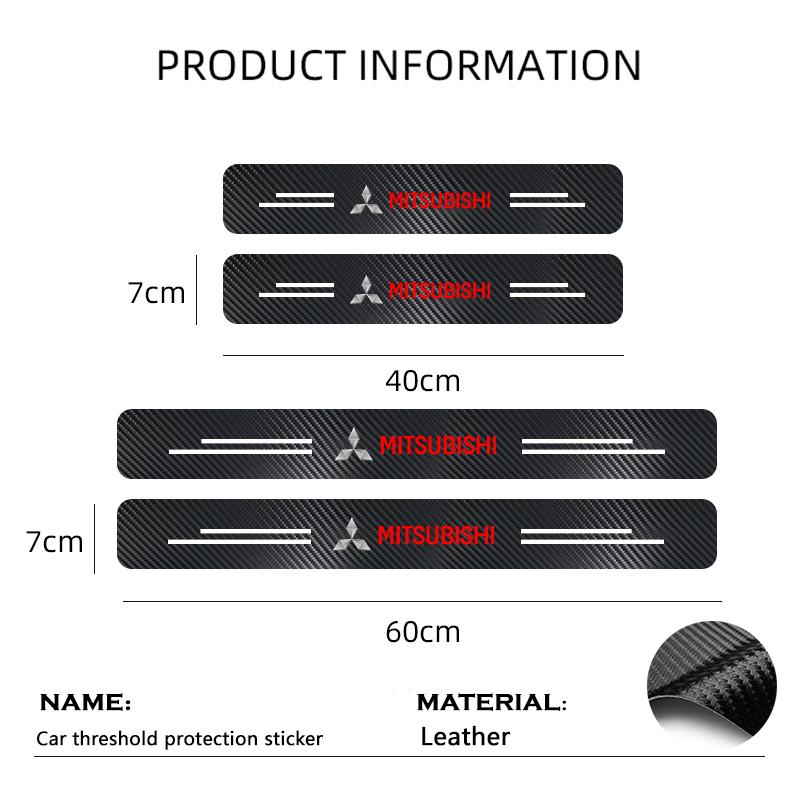 Carbon Fiber Leather Car Styling Door Trunk Threshold Protector Sticker For Mitsubishi Pajero Sport Outlander ASX Eclipse