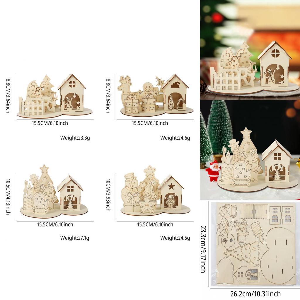 Charming Christmas Wooden Cabin Puzzle Decoration For Festive Table Displays And Diy Gifts