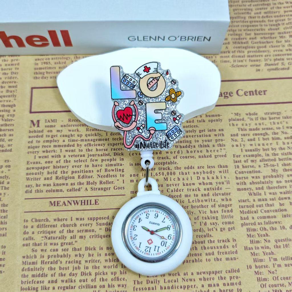 Shiny Cartoon Nurse & Doctor Badge Reel with Retractable PVC Pocket Watch Clip