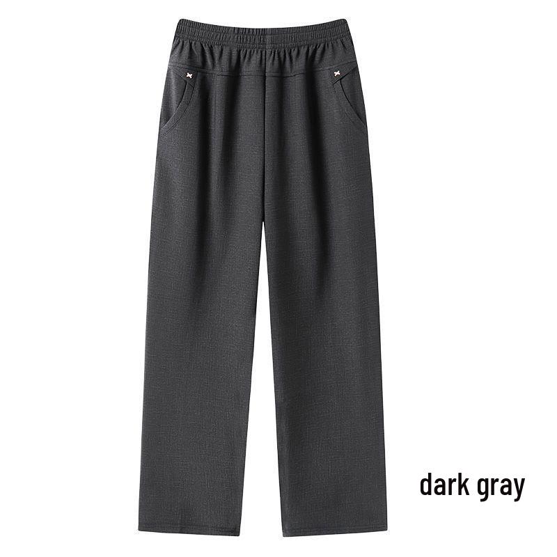 

Spring/Autumn Elastic Waist Plus Velvet Loose Straight-Leg Pants for Middle-Aged & Elderly Women 4XL (135-150 lbs recommended)