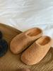 Wool version~ Thick sole inner height increase Baotou one pedal warm fluffy half slippers women wear cotton shoes