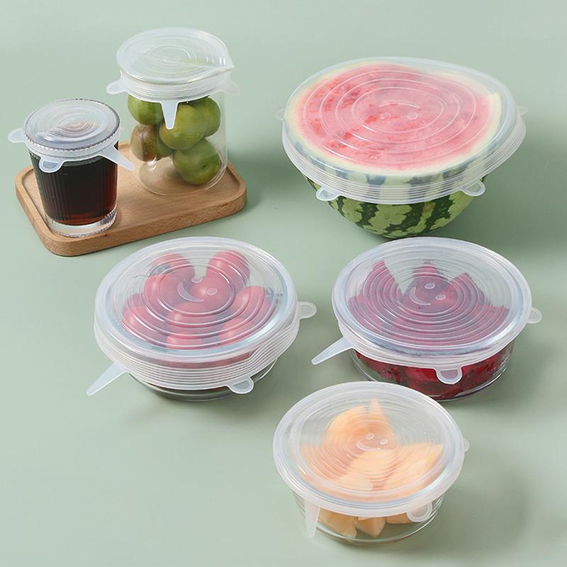 6pcs Silicone Elastic Cover, Universal Silicone Food Packaging Bowl And Pot Cover, Silicone Cover, Cooking Kitchen Accessories