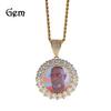 New Product Photo Necklace Hip Hop Round Diamond Set Personalized DIY Photo Pendant Necklace Men's and Women's Accessories