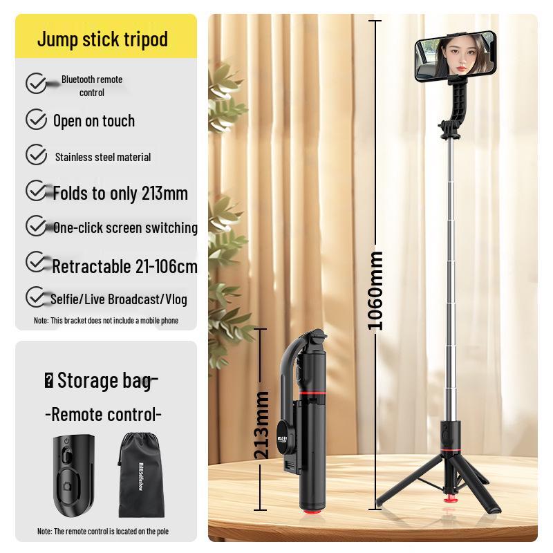 

L12-TT Retractable Anti-Shake Selfie Stick Tripod with Bluetooth Remote and Custom Logo.