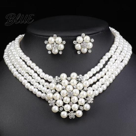 Artificial Pearl Necklace Set 2Pcs/Set Imitation Jewelry Retro Style Flower