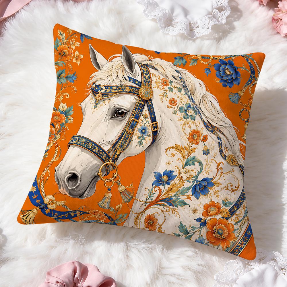 Retroluxuryhorse Cushion Cover Doublesided Printed Bedroom Bedside Pillow Sofa Cushion Cover