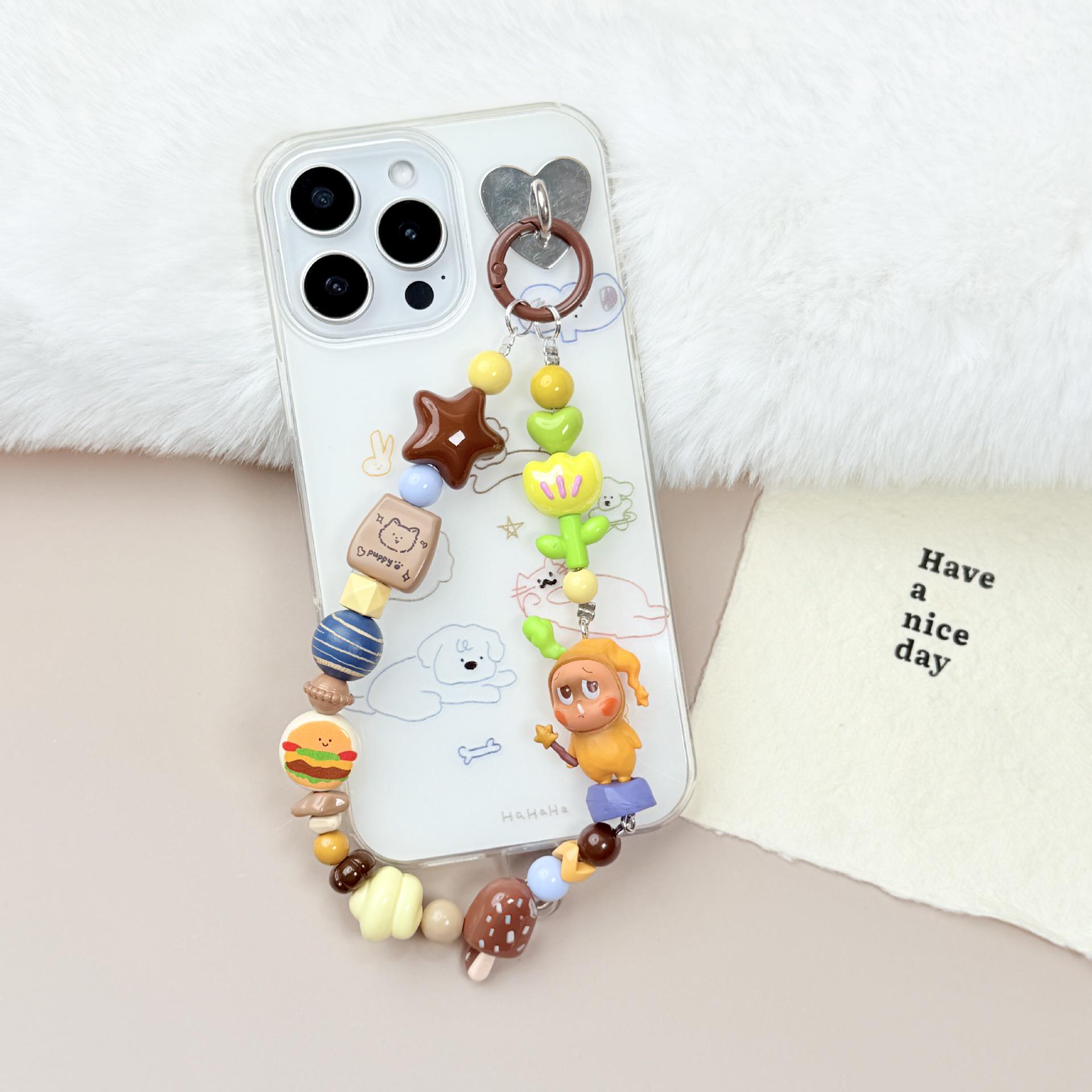Star Beaded Phone Chain & Colorful Doll Keychain DIY Backpack Pendant