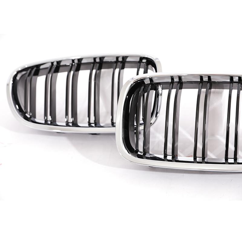 AAAOT1 Silver Chrome Frame Double Slat Kindey Grille Front M Color Racing Grill For BMW 5 Series F10 F11 520i 535i 530i 540i 2010-2017