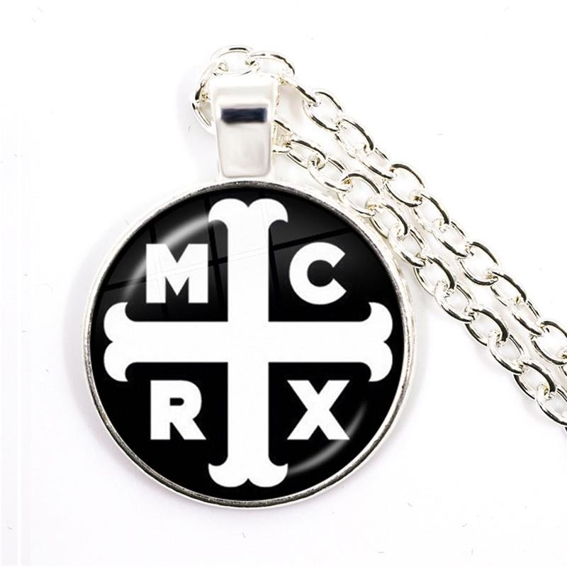 

Punk Necklaces Rock Band My Chemical Romance Round Glass Dome Cabochon Necklace Fashion Fans Link Chain Jewelry