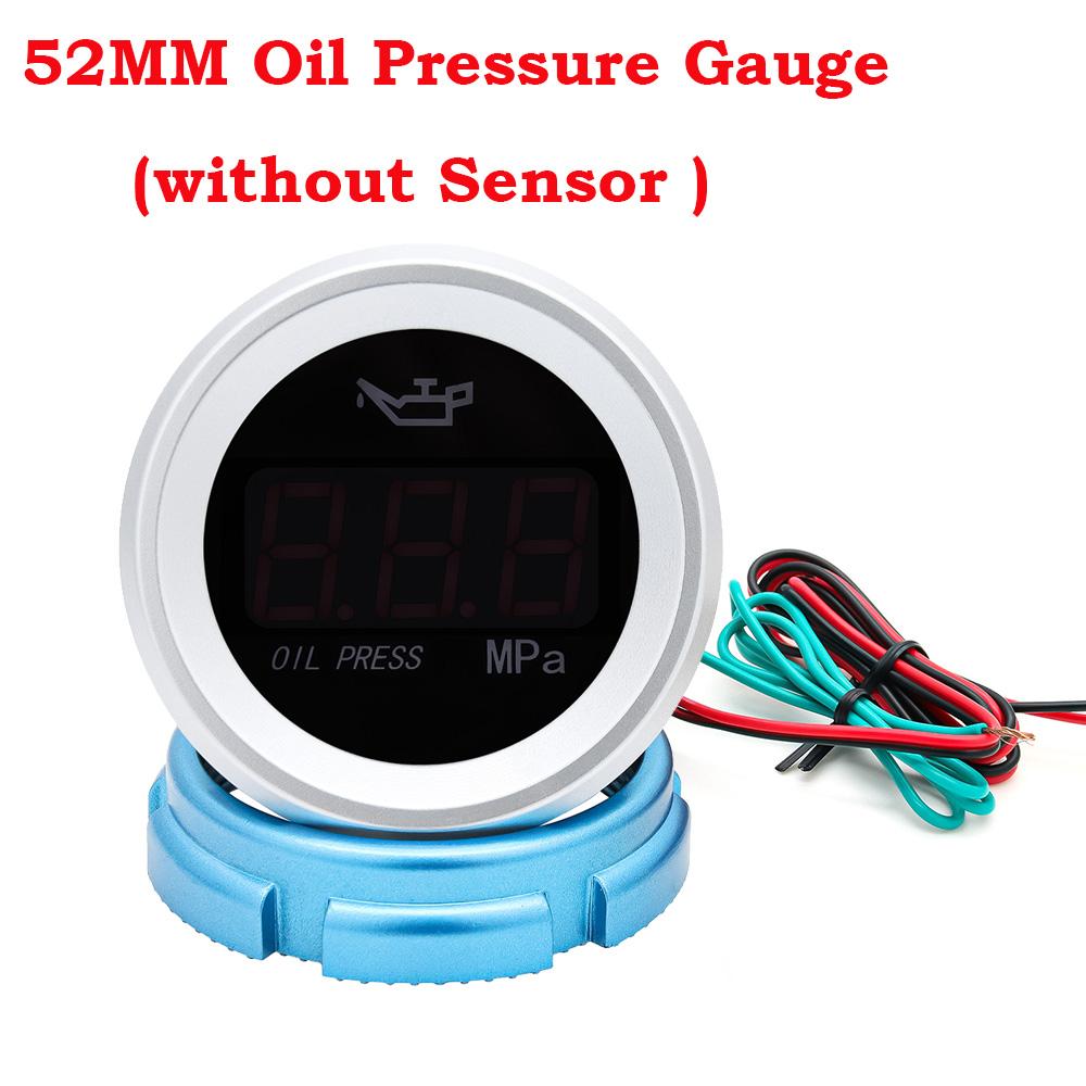 AD 52MM Oil Pressure Gauge with Warning Alarm 0-1.00Mpa Digital Oil Pressure Meter Sensor 1/8NPT For Car Boat Marine