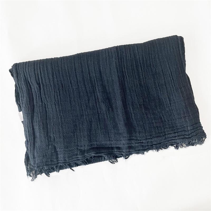 New Design Autumn Winter Women Warm Scarf Simple Solid Plain Linen Cotton Muslim Shawls Kerchief Wrap Head Hair Pashmina Stoles