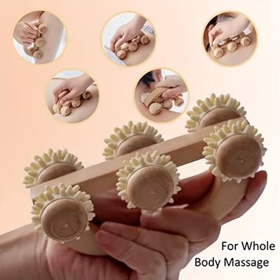 1 pieza Masajeador de rodillo de madera - Para relajar los músculos y aliviar el estrés - Excelente herramienta de masaje y relajación para el hogar o para viajar