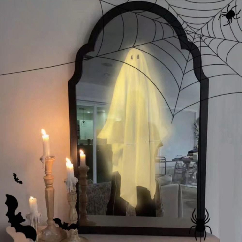 Spooky Halloween Ghost Mirror Creative LED Ghost Mirror Hologram Ghost Mirror  Prank Decor