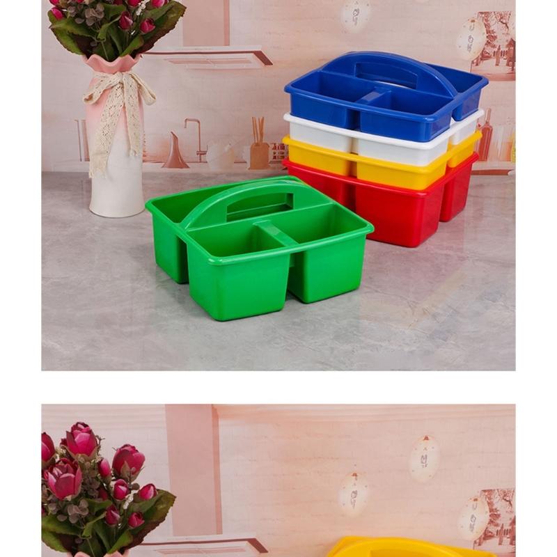 6Pcs Stacking Storage Basket With Handle Space Saving Organiser Box For School Office Supplies Kitchen Organization