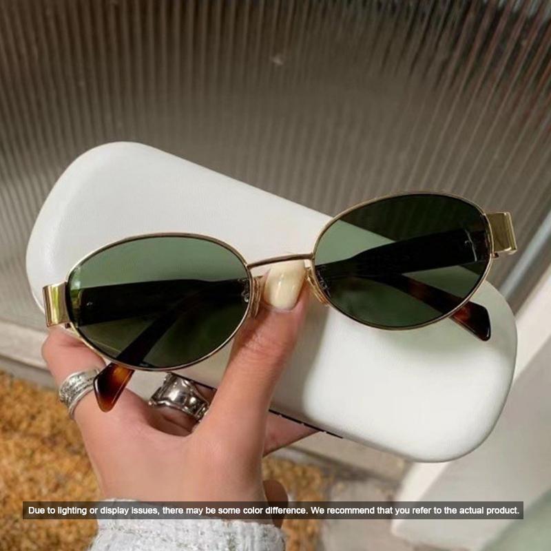Retro Oval Metal Frame Sunglasses for Women Men  Luxury Sun Glasses Ladies Classic Vintage UV400 Shades Lens Unisex Sunglass