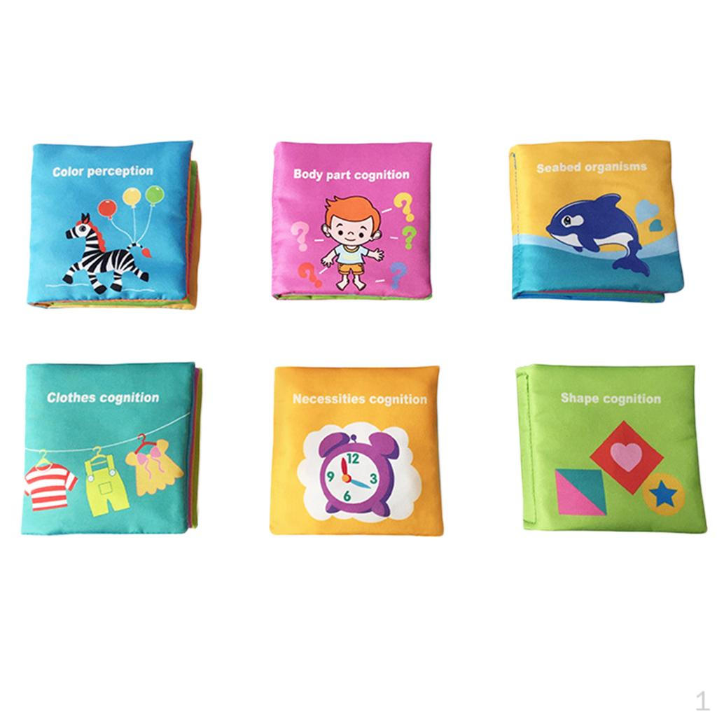 6 Pcs Development Cloth Book Educational Toy (Body Parts Weather Animal Recognition) For Kids Early