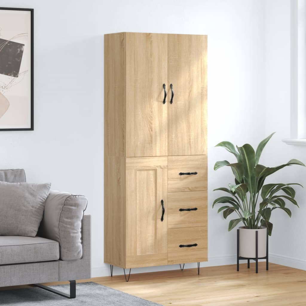 Vidaxl Display Cabinet, Sonoma Oak, 69.5X34X180 Cm, Wood-Based Material