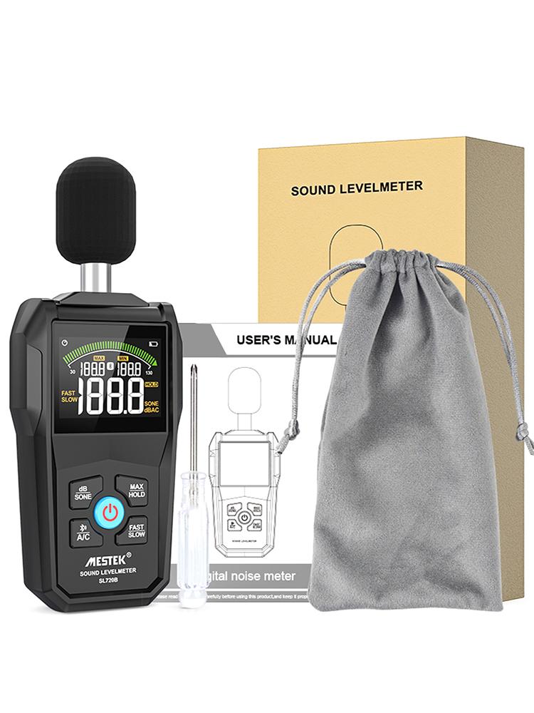 

Дисплей измерителя шума 30-130 дБ Цветной дисплей с подсветкой Быстрая медленная частота дискретизации Емкостный микрофон Монитор уровня звука