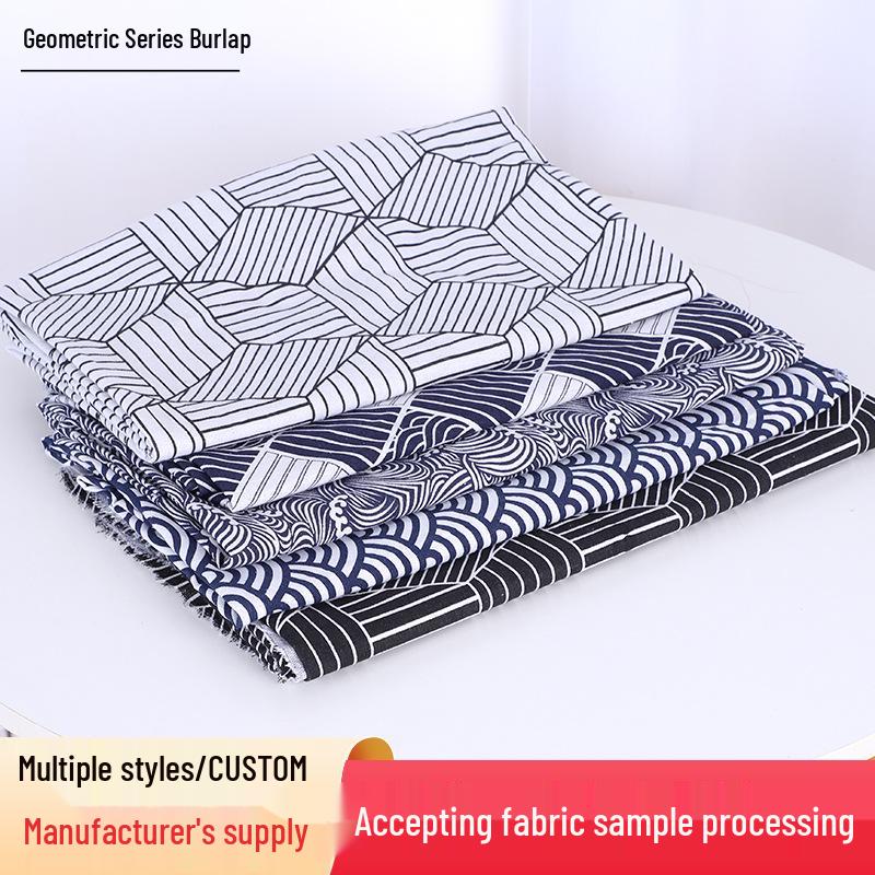 Geometric Burlap Fabric for Fashion, Lining, Sofa, Tablecloths, Curtains, and Pillowcases