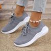 Womens Breathable Knitted Thick Sole Sports Shoes Casual Laced Outdoor Shoes Comfortable Low Top Running Shoes