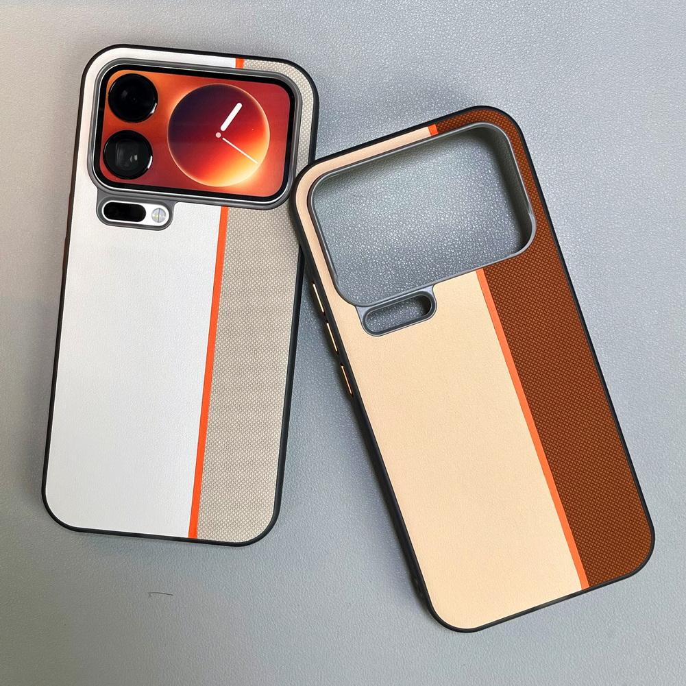 Three-color Leather Patchwork with Magsafe Magnetic Ring Case For Xiaomi 17 Pro Max 17 pro Mi 15 14 pro Lens Protective Cover