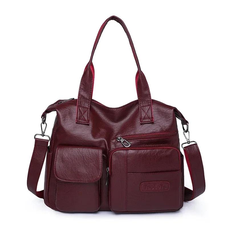 Damen-monochromatische PU-Reißverschlusstaschen elegante Crossbody-Taschen hohe Kapazität lässige Umhängetaschen Nahtlinie neue Marke Mode