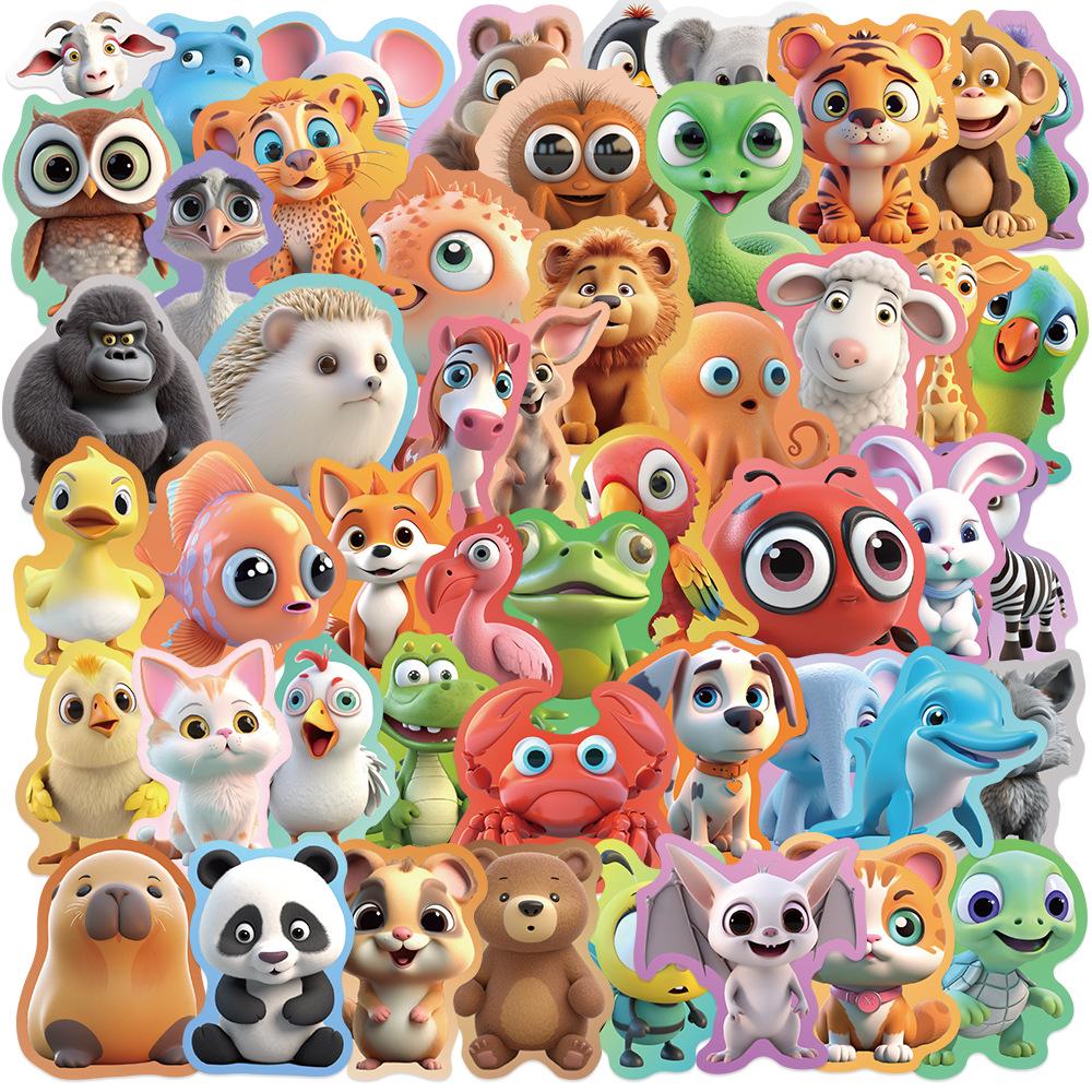 Sada samolepek divoké zvěře: Los, Alpaka, Panda & Lev