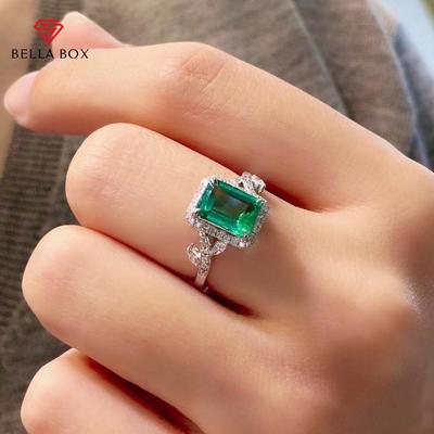 Nieuwe Mode Temperament Prinses Vierkant Groen Openingsringen Voor Vrouwen Zirconium Verloving Feest Fijn Prachtig Sieraden Cadeau