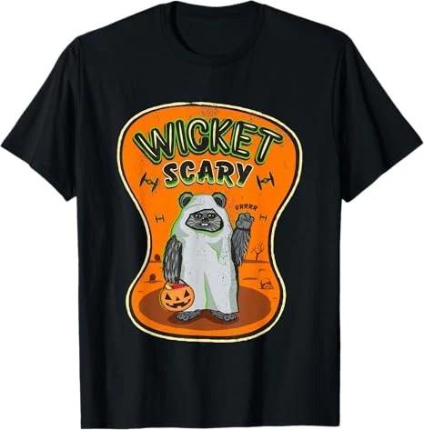 Star Wars Halloween Wicket Scary Ewoks Grrr Retro Chest Black Tshirt S